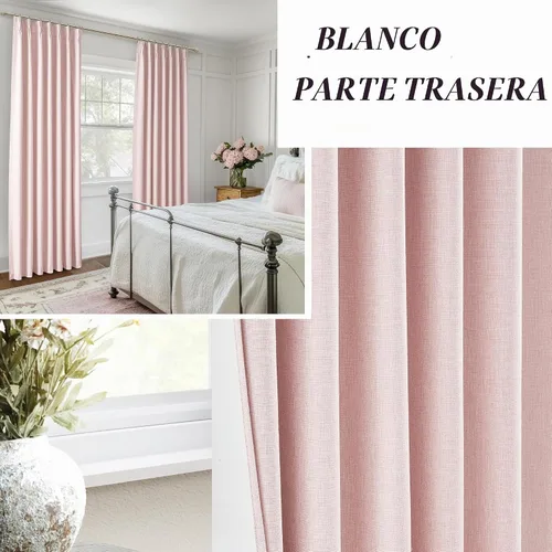 Vista 5 de Cortinas y Drapeados Modernos con Pliegues Pellizco Rosa Bebé de 84 Pulgadas de Largo, Juego de 2 Paneles para Sala de Estar, Cortina de Ventana