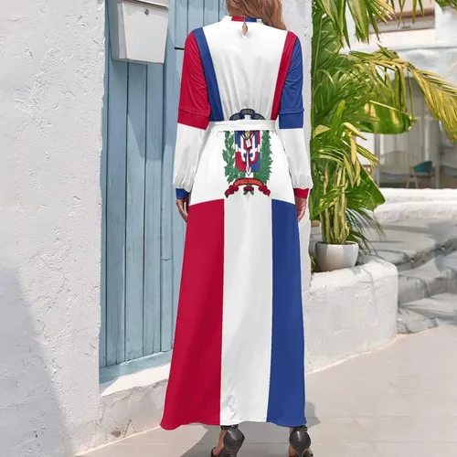 Vista 2 de Vestido largo con bandera dominicana para mujer, top de verano, talla M