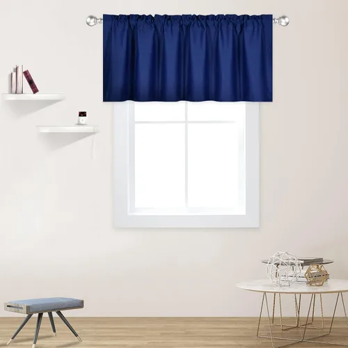 Vista 59 de DECOVSUN Cenefa morada para ventanas de 60 x 18 pulgadas, aislamiento térmico sólido, bolsillo para cortinero, cenefa corta para cocina, cenefa