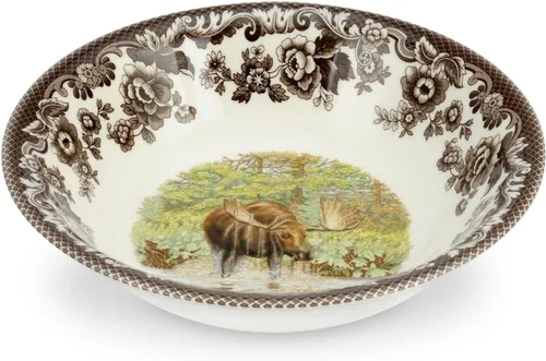 Vista 20 de Spode Woodland American Wildlife Ascot - Cuenco para cereales, diseño de bisonte, cuenco de loza fina de 8 pulgadas para cereales, ensaladas