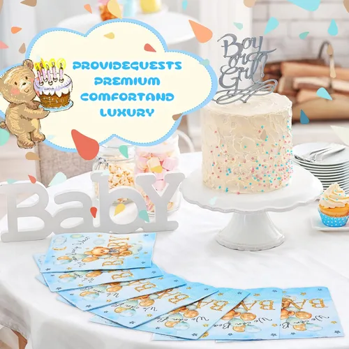 Vista 7 de Crtiin 100 servilletas de baby shower con texto en inglés «We Can Bearly Wait», decoraciones de baby shower para niños, servilletas de regalo
