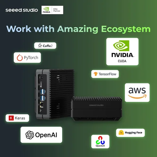 Vista 8 de reComputer J4011-Edge Dispositivo AI con módulo NVIDIA Jetson Orin™ NX de 8 GB, 4xUSB 3.2, M.2 Key E y ranura Key M, carcasa de aluminio, sistema