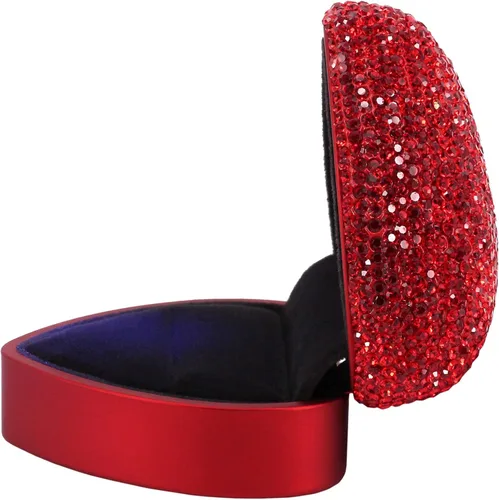 Vista 3 de Naimo Caja de anillo con forma de corazón de diamantes de imitación con aretes de terciopelo con luz LED, caja de regalo para propuesta, compromiso