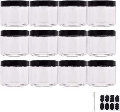 Vista 2 de zmybcpack Paquete de 12 tarros de plástico de 10 onzas con tapas, tarro