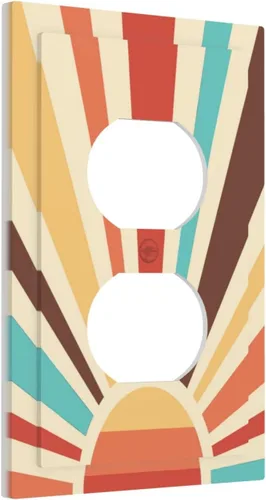 Vista 106 de Placa de pared abstracta con diseño de amanecer retro, arco iris, puesta de sol, sin dispositivo, placa de pared decorativa en blanco, placa frontal