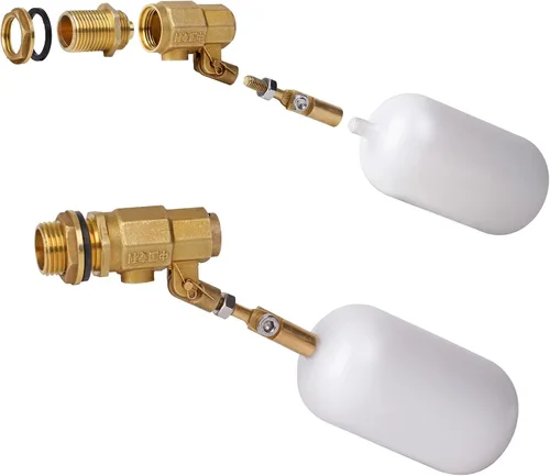 Vista 3 de Válvula de flotador de 1/2 pulgada, válvula de latón con válvula de bola de flotador de agua de plástico con brazo ajustable llenado automático