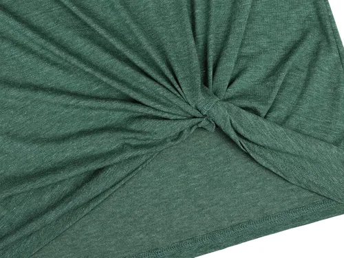 Vista 5 de SHIBEVER - Camiseta de manga corta larga para mujer, con cuello redondo y anudado lateral, estilo informal, a la moda