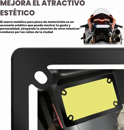 Vista 3 de Kit de marcos para matrícula de motocicleta, soporte de marco de matrícula de motocicleta de acero inoxidable con patrón de fibra de carbono