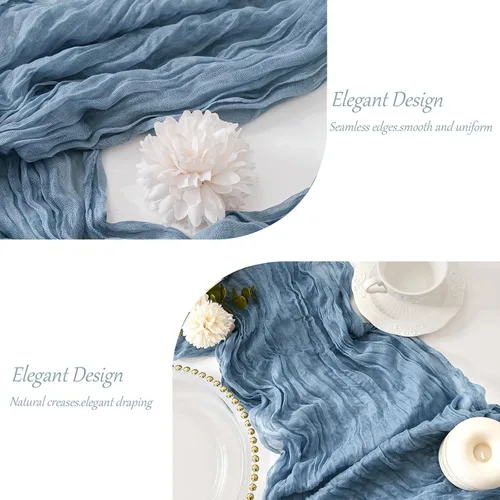 Vista 4 de Camino de mesa de estopilla de 17 x 108 pulgadas, tela bohemia semitransparente para boda, baby shower, fiesta de cumpleaños, decoración de mesa