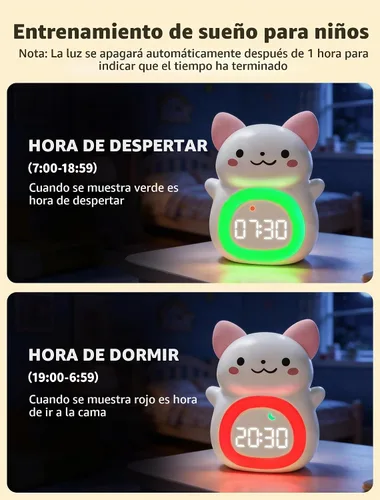 Vista 2 de MASHI Cat Kids - Reloj despertador con tiempo para despertar, entrenador de Gato