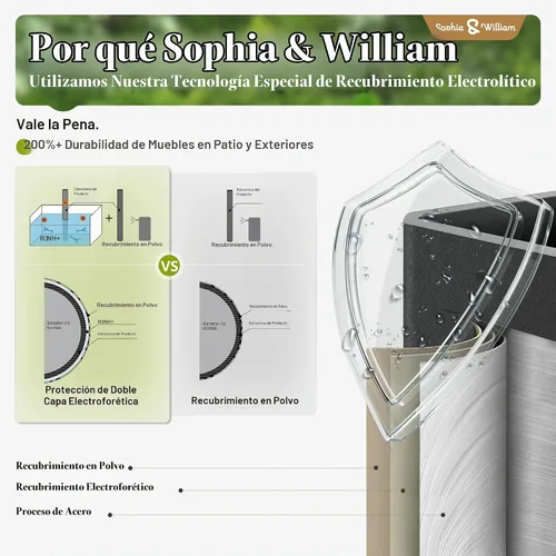 Vista 6 de Sophia & William - Juego de comedor de patio para 4, mesa cuadrada y sillas giratorias azules