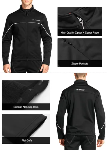 Vista 3 de INBIKE Men's Cycling Jacket, Winter Fleece Thermal Windproof Soft Shell Wind Coat Black