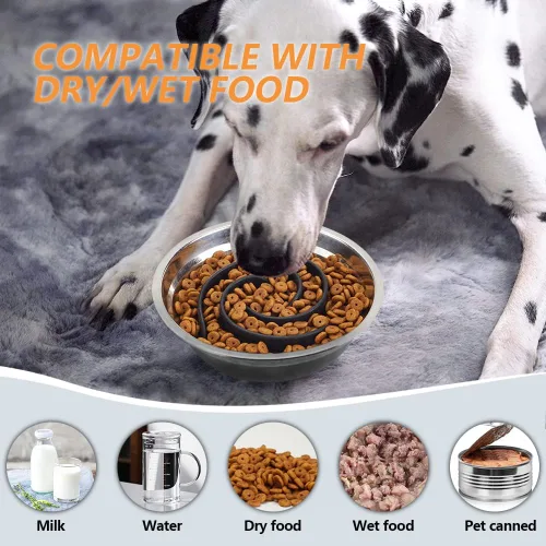 Vista 2 de Inserto de Cuenco de Alimentación Lenta para Perros, Cuenco de Comida de Silicona Suave Animire para Perros de Tamaño Pequeño, Mediano y Grande