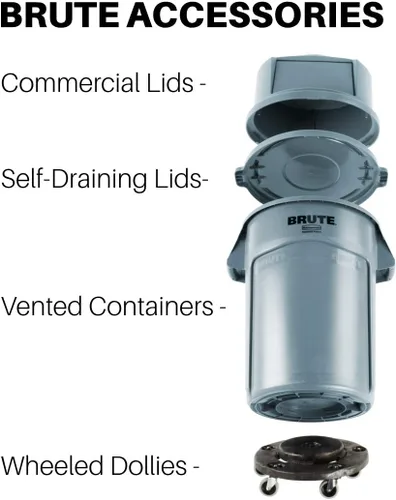 Vista 4 de Rubbermaid Commercial Products BRUTE - Tapa redonda para basura/basura, color negro, compatible con contenedor BRUTE de 32 galones, paquete de 6
