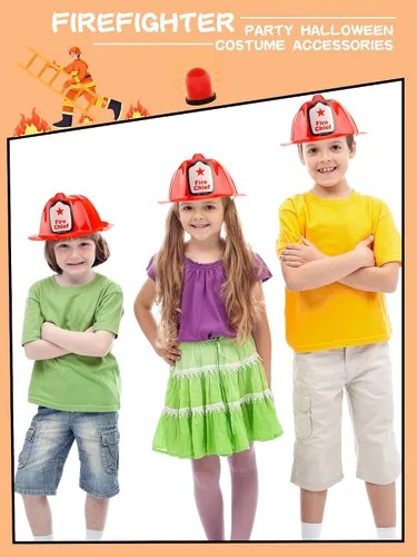 Vista 6 de 48/54/ 90 Pcs Pack Firefighter Hats Bulk Red Fire Chief Helmets Plastic Fireman Hat for Halloween Firefighter Party