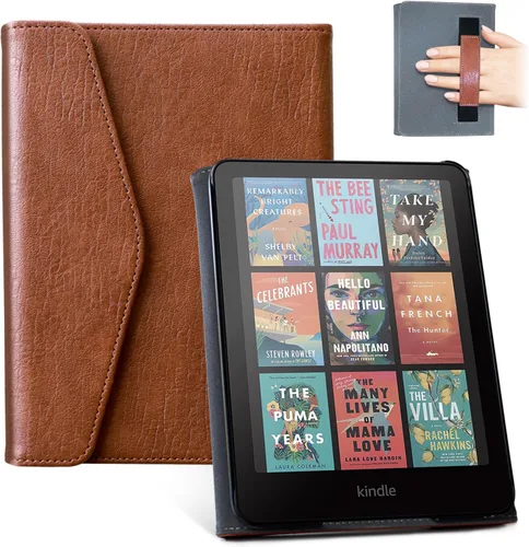 Vista 11 de CoBak Funda prémium para Kindle Paperwhite y Kindle Colorsoft de 7 pulgadas y Hanvon con correa de mano, encendido y apagado automático, elegante