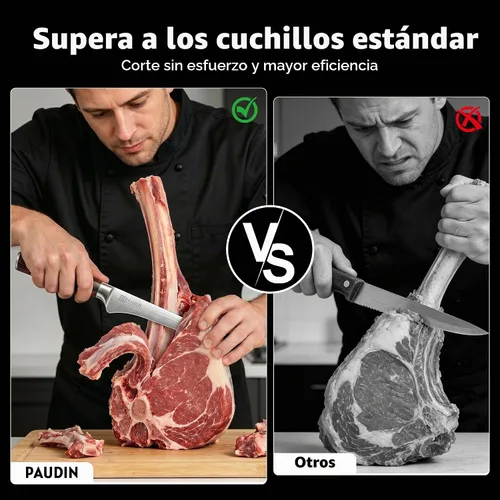 Vista 6 de PAUDIN Cuchillo deshuesador de 6 pulgadas, cuchillo de filete súper afilado, cuchillo de deshuesado alemán de acero inoxidable de alto carbono