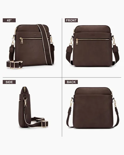 Vista 3 de POIUGOYA Bolsos cruzados medianos para mujer, a la moda, bolso de hombro de cuero para mujer, bolso de viaje con múltiples bolsillos con ranuras