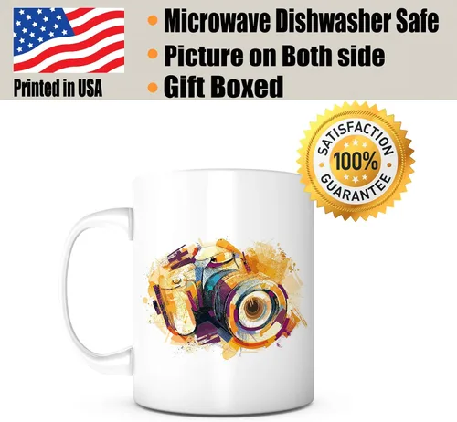 Vista 2 de Taza de cerámica blanca de 11 onzas, regalos únicos para hombres o mujeres, para él o ella, idea de regalo para fotógrafos, mamá, papá, niños, hijo