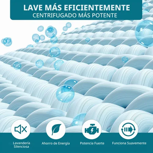Vista 4 de Lavadora portátil de 1.9 pies cúbicos, lavadora eléctrica completamente automática con 10 programas, combo compacto de lavado y centrifugado de ropa