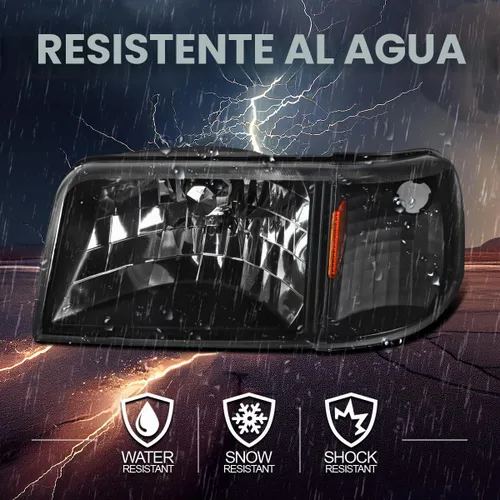 Vista 6 de SPEC-D TUNING Carcasa negra con lente transparente, 1 unidad de faros +