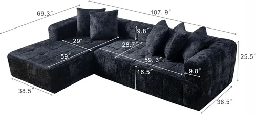 Vista 2 de WILLIAMSPACE Sofá modular Cloud de 107.9 pulgadas para sala de estar, moderno sofá tapizado de espuma de espuma para el suelo, sofá en forma de L