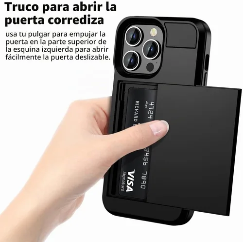 Vista 3 de Vofolen Funda para iPhone 15 Pro con tarjetero negro