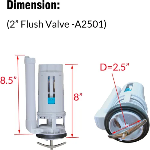 Vista 4 de WinZo A2501 - Kit de válvula de descarga de inodoro para inodoros Waterridge de una pieza, piezas de repuesto de válvula de descarga doble