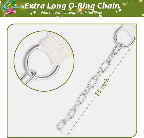Vista 5 de Hamaca doble, hamaca de tela acolchada de 11 pies para 2 personas para exteriores con almohada, barra separadora curvada plegable, cadenas, bolsa