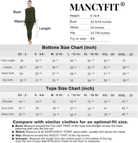 Vista 7 de MANCYFIT - Conjunto de ropa interior térmica para mujer con forro polar ultra suave
