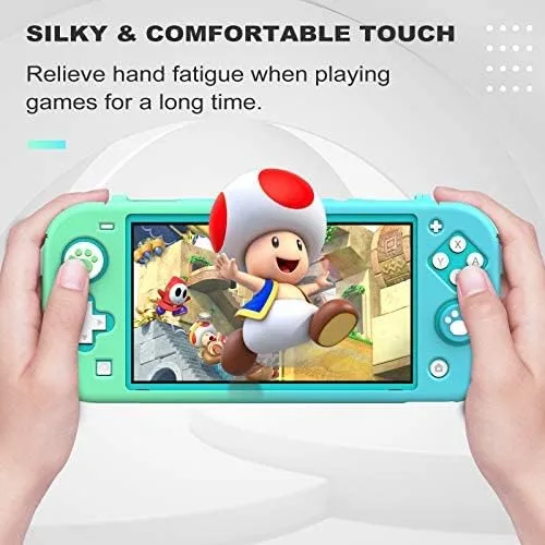 Vista 4 de MoKo Funda protectora compatible con Nintendo Switch Lite, funda protectora de PC con 4 tapas de agarre para el pulgar y 2 protectores de pantalla