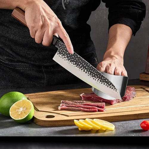 Vista 5 de Protector de dedos de acero inoxidable, 2025 nuevo protector de dedos para cortar alimentos, herramienta de rebanar protector de dedos para cocina