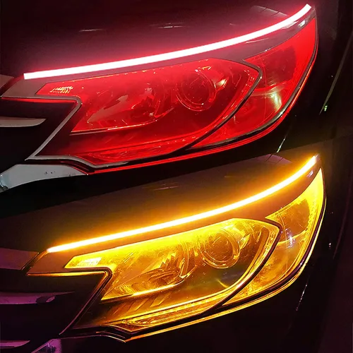 Vista 12 de Vilihkc 2 unids LED DRL Coche Correr Luz Flexible Impermeable Tira Auto Faros Blanco Señal Giratorio Amarillo Flujo de Freno Luces 12V