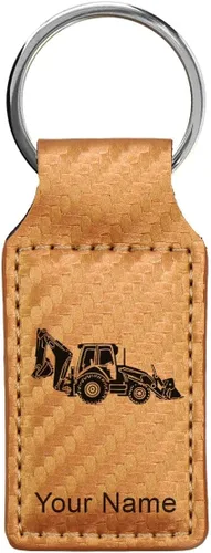 Vista 8 de LaserGram Llavero rectangular, retroexcavadora, grabado personalizado incluido