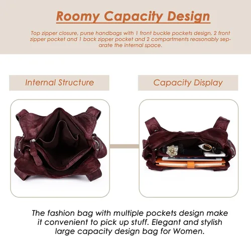 Vista 5 de Angel Kiss Bolsos de mano para mujer Hobo Fashion Tote Bag Bolsas de hombro Asa superior Bolso de cuero