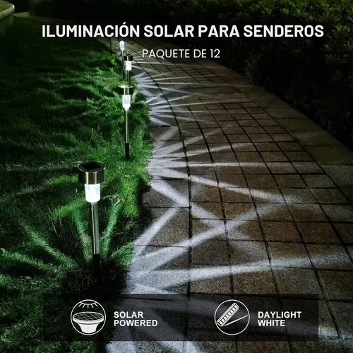 Vista 3 de Luces solares impermeables para exteriores, luces solares de jardín, color Blanco frío