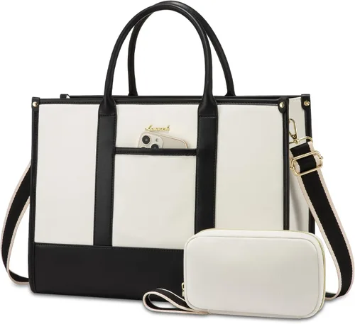 Vista 11 de LOVEVOOK Bolso para laptop y bolsa de mano para mujeres, bolso de trabajo de 15.6 pulgadas, gran bolso profesional para maestra, liviano, bolso