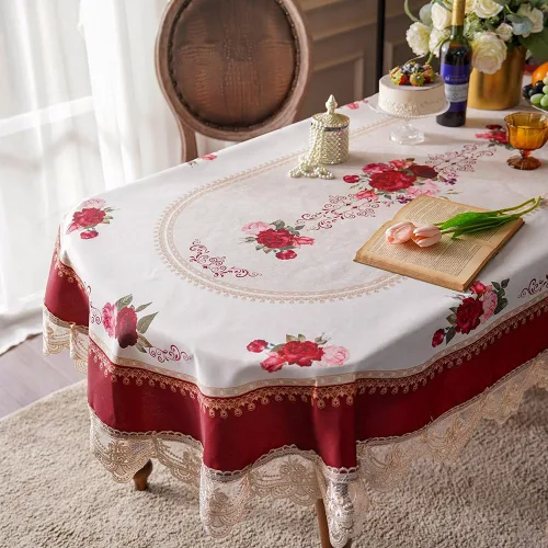 Vista 10 de SUTAVIA Mantel de Mesa Bordado con Encaje, Cubierta de Mesa Rectangular Estilo Granja, Mantel de Macramé Clásico Oblongo con Decoración Floral