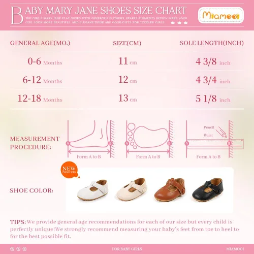 Vista 6 de Miamooi Zapatos de vestir de boda para bebés y niñas, zapatos de ballet con lazo de princesa Mary Jane, zapatos planos para primeros pasos, zapatos