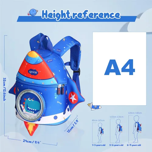 Vista 3 de yisibo Mochila de dinosaurio para niños y niñas, ligera, impermeable, preescolar, viajes, para niños y niñas, para niños de 2 a 7 años