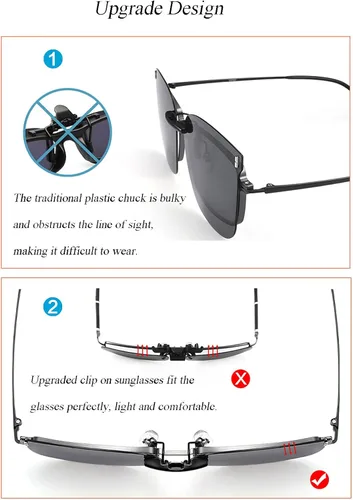 Vista 5 de Gafas de sol polarizadas con clip de gran tamaño, protección UV, ajuste compacto, lentes de sol que no se deslizan sobre gafas graduadas