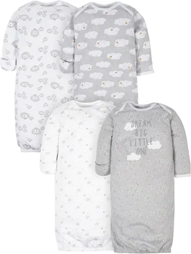 Vista 7 de Gerber Baby Boys & Girls 4-Pack Sleeper Gown Animales verde