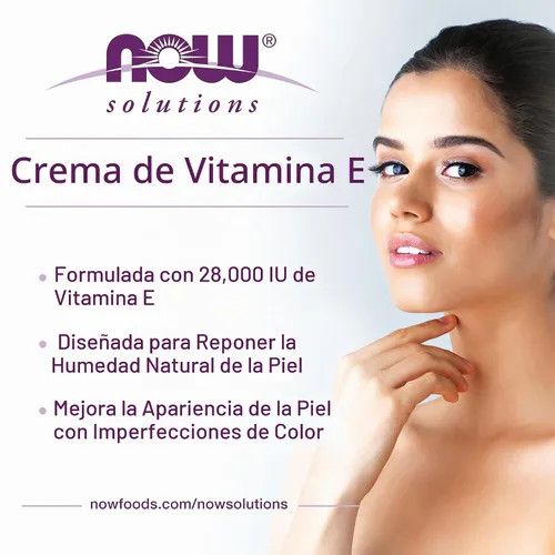 Vista 3 de NOW Solutions, Crema de vitamina E 28,000 UI, humedad intensa, vitamina E concentrada, 4 onzas