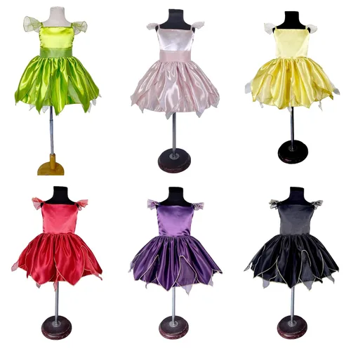 Vista 2 de Fairy Girl Dress Halloween Green Satin Costume (L 12-18 Months, Green Dress)