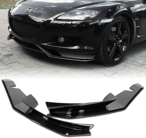 Vista 6 de Juego de 2 piezas de alerón de parachoques delantero de acrilonitrilo butadieno estireno (ABS), protección compatible con Mazda RX-8 2004-2008, 2005