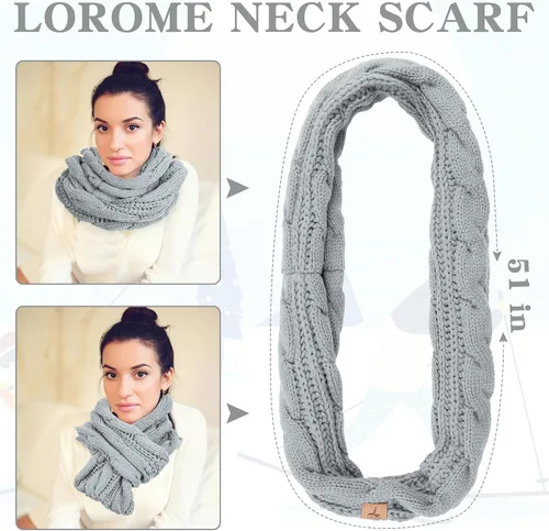 Vista 4 de Winter Hat Scarf Gloves and Ear Warmer, Warm Knit Beanie Hat Touch Screen Gloves Set Winter Gifts Neck Scarves for Women