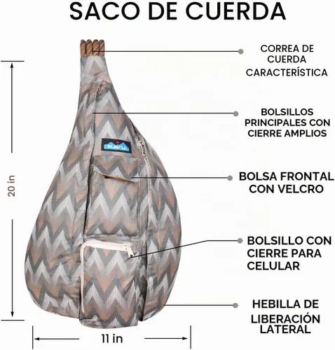 Vista 6 de KAVU Mochila bandolera original Rope Sack - Chevron Peak
