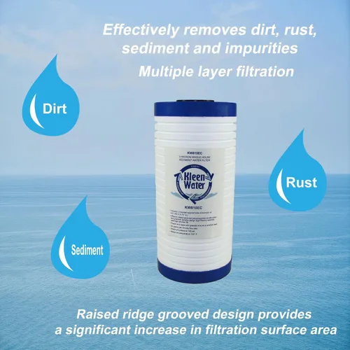 Vista 3 de KleenWater KW810EC Cartucho de repuesto para filtro de agua de sedimentos para toda la casa, 5 micras, 4.5 x 9.875 pulgadas (1 paquete)