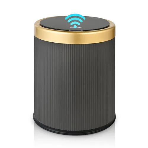 Vista 8 de Pukomc Bote de basura automático con sensor de movimiento con tapa Beige