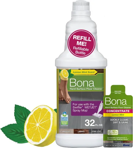 Vista 8 de Bona Botella limpiadora de pisos de madera dura para usar con mopa de spray Swiffer WETJET, aroma a madera de cedro, rinde 64 onzas líquidas